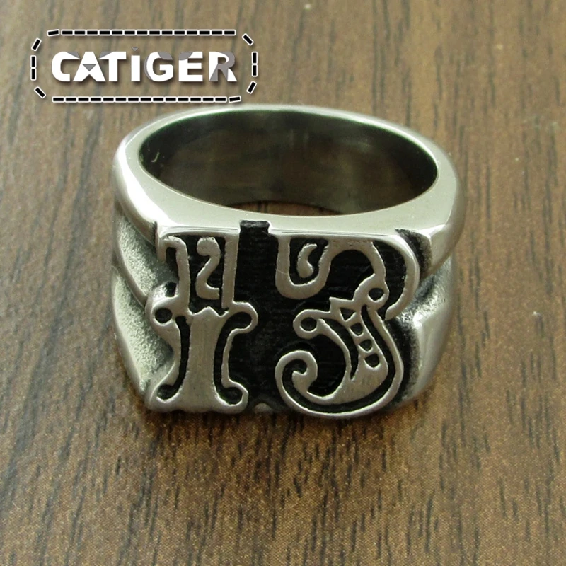 Vintage US Size 7-13# 316L Stainless Steel Gold Plated Black Silver Color Number 13 Motor Biker Ring Jewelry