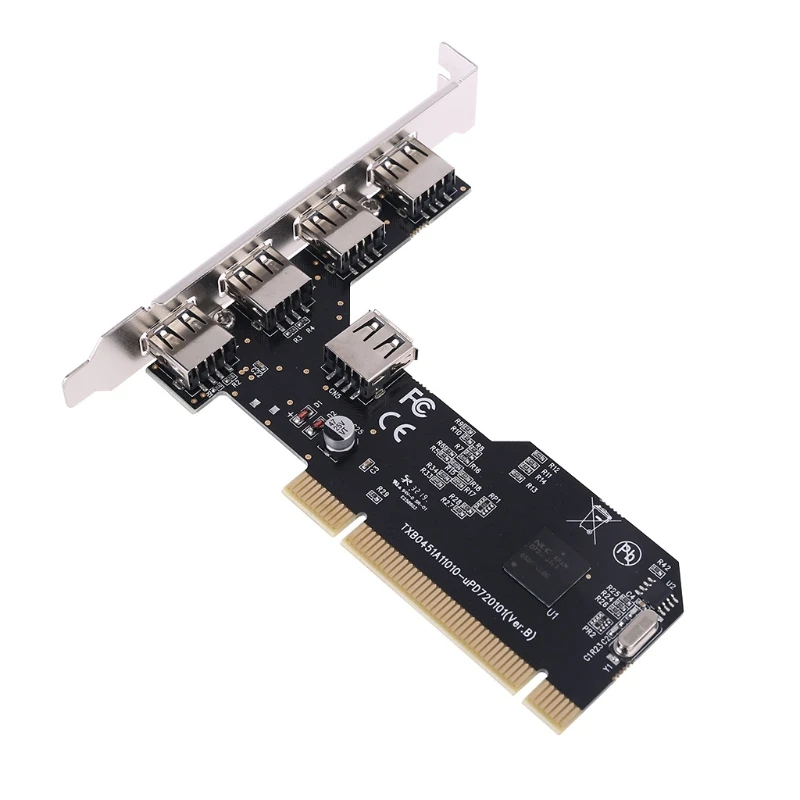 5 Ports USB 2.0 PCI Hub Controller Expansion Card 480Mbps Desktop Converter NEC720101 Chipset