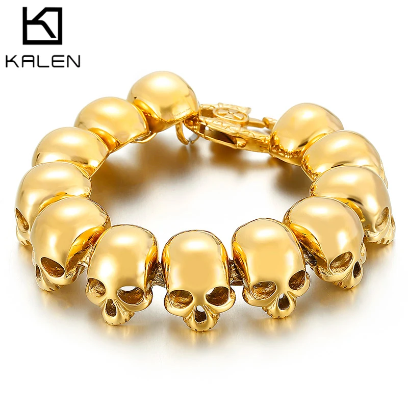 

Kalen 23mm Glossy Skull Combination Chain Men's Charm Bracelet Party New