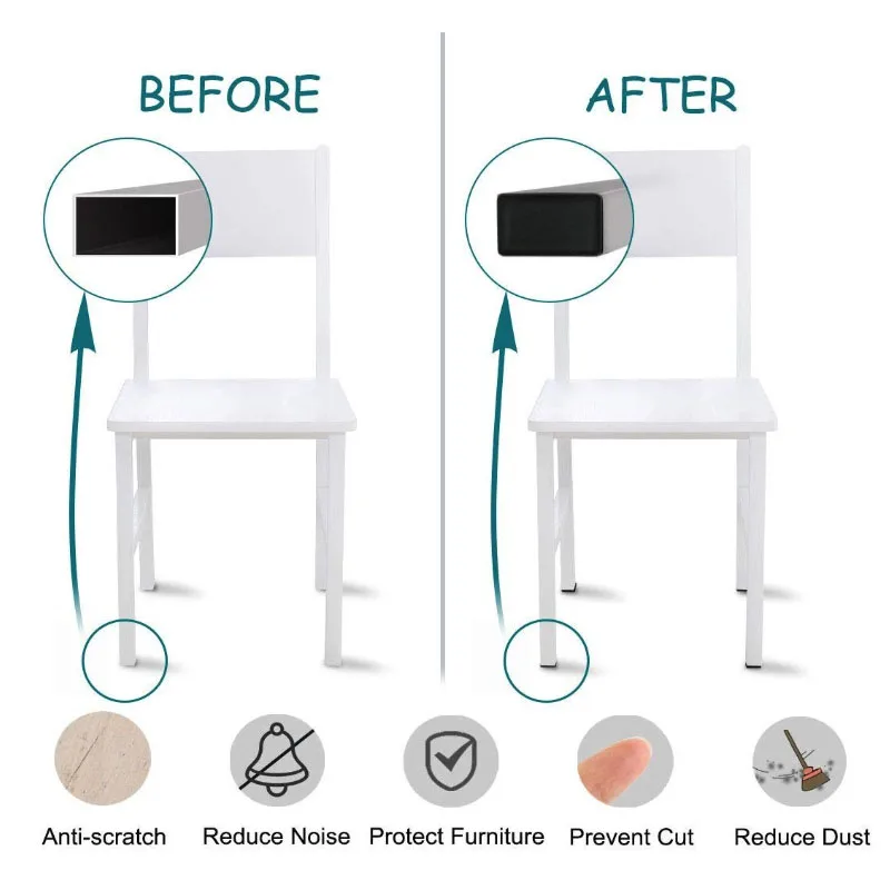 12 stücke Kunststoff Rechteck Rippen Rohr Einsätze Ende Abdeckung Kappe Möbel Glide Boden Protector