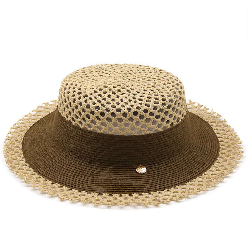 New  Ladies Handmade Natural Straw Hat Summer Beach Sun Hat for Women Men Panama Cap Fashion Protetion Visor Boat Hats