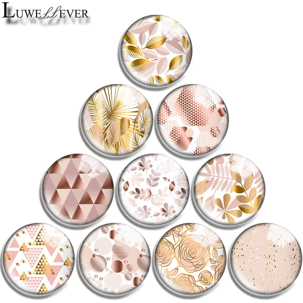12mm 14mm 16mm 20mm 25mm 30mm 710 Champagne Gold Mix Okrągły szklany kaboszon Biżuteria Znalezienie 18mm Zatrzask Bransoletka Charm