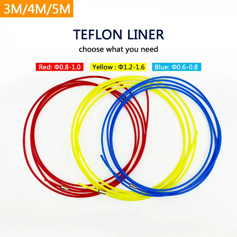 MIG MAG Welding Torch PTFE Liner 0.6-0.8/0.8-1.0/1.2-1.6 Welding Wire Euro Central Quick Connector Kit 3M 4M 5M Red Yellow Blue