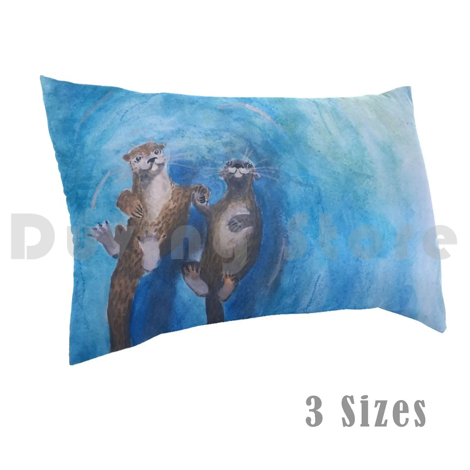 

Are You Awake  Pillow Case Otter River Otter Otters Otters Holding Hands Animal Water Color Water
