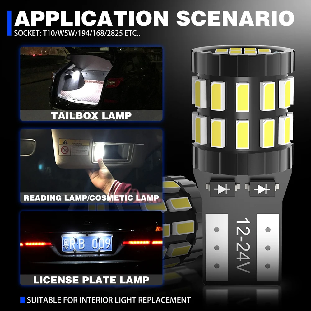 Katur 2x T10 Auto Led Trunk Lamp LED Canbus W5W 194 Interior Car Lights for Honda Civic Accord CRV HRV Jazz Fit NC750X Spoiler