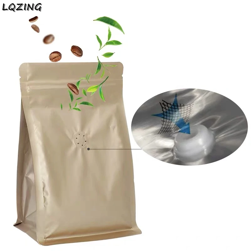 New 1/2Pound Coffee Bean Smell Proof Bag Packaging Reusable Foil Tea Powder Pouches with Valve Stand Up Zipper Lock Baggies Pack