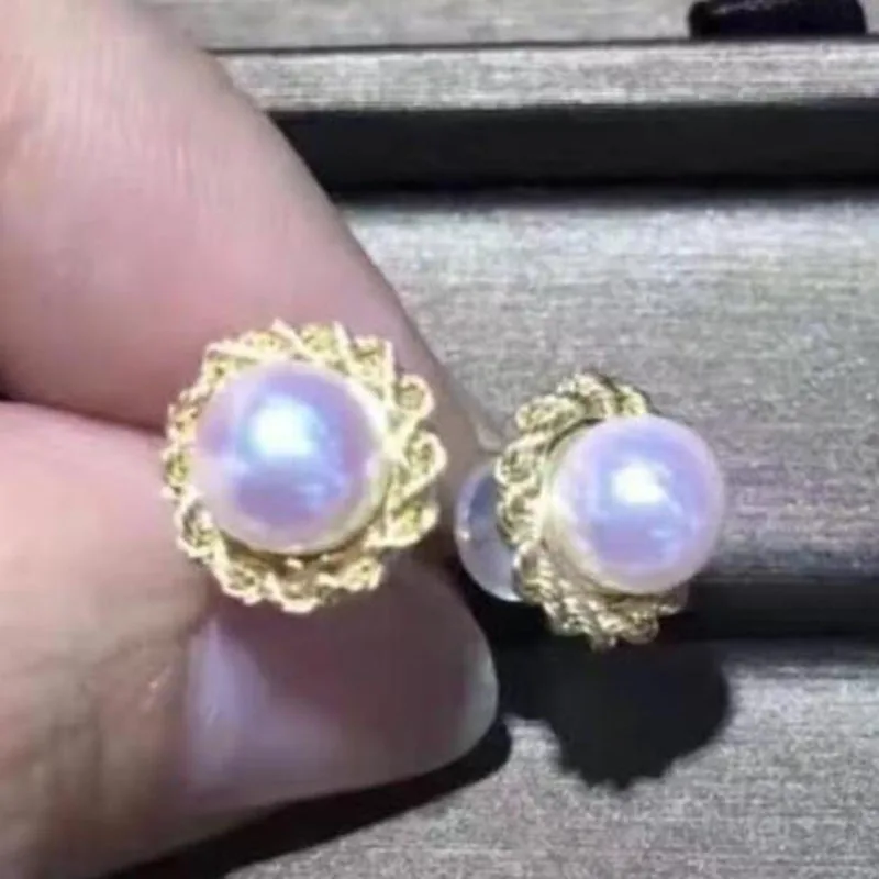 charming AAA round 10-11mm south sea white pearl earring 18k