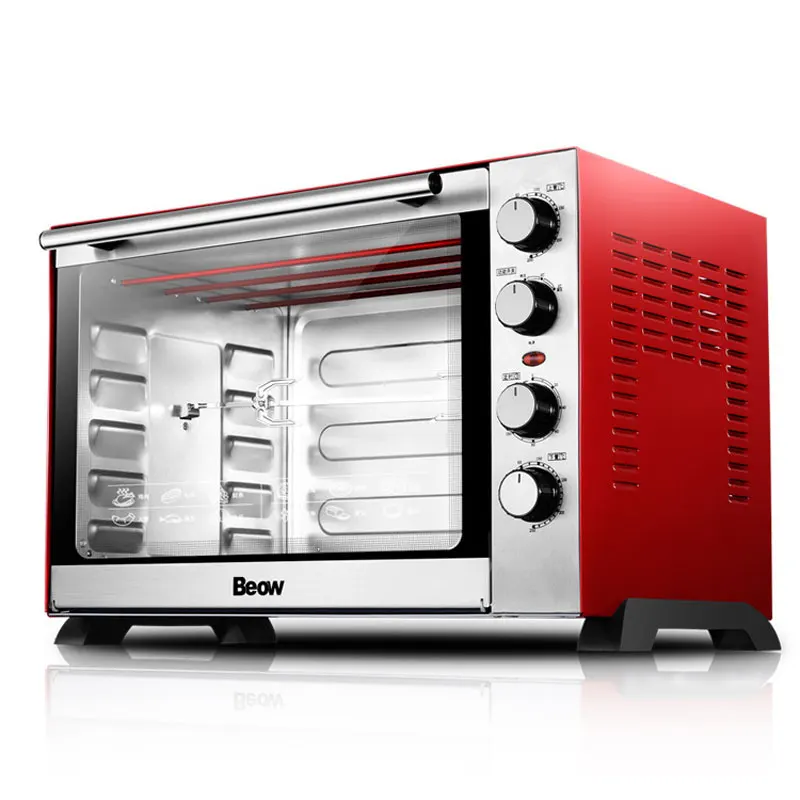 Horno eléctrico forno eléctrico de 60L, horno de Pizza con Control de temperatura, Panel de cristal negro de acero inoxidable, horno de cubierta