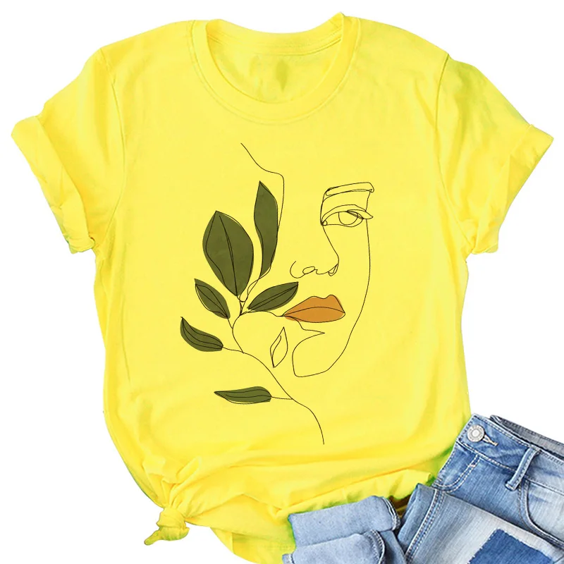 الزهور الوجه مجردة بسيطة المرأة تي شيرت مرونة عالية عادية مضحك تي شيرت هدية لسيدة يونغ فتاة تي شيرت علوي هبوط السفينة التي شيرت