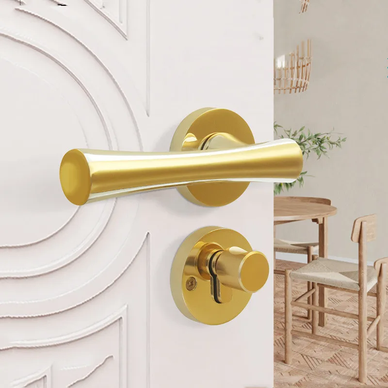 

Modern Silent Bedroom Door Lock Bathroom Golden Door Handle Locks Mechanical Anti-theft Lock Core Furniture Hardware Accessories