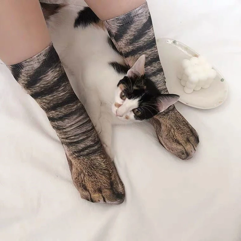 Novelty 3D Animal Foot Hoof Cat Claw Socks Cosplay Props Leopard Unisex Socks Funny Prank Tricks Parent-child Interaction Toys