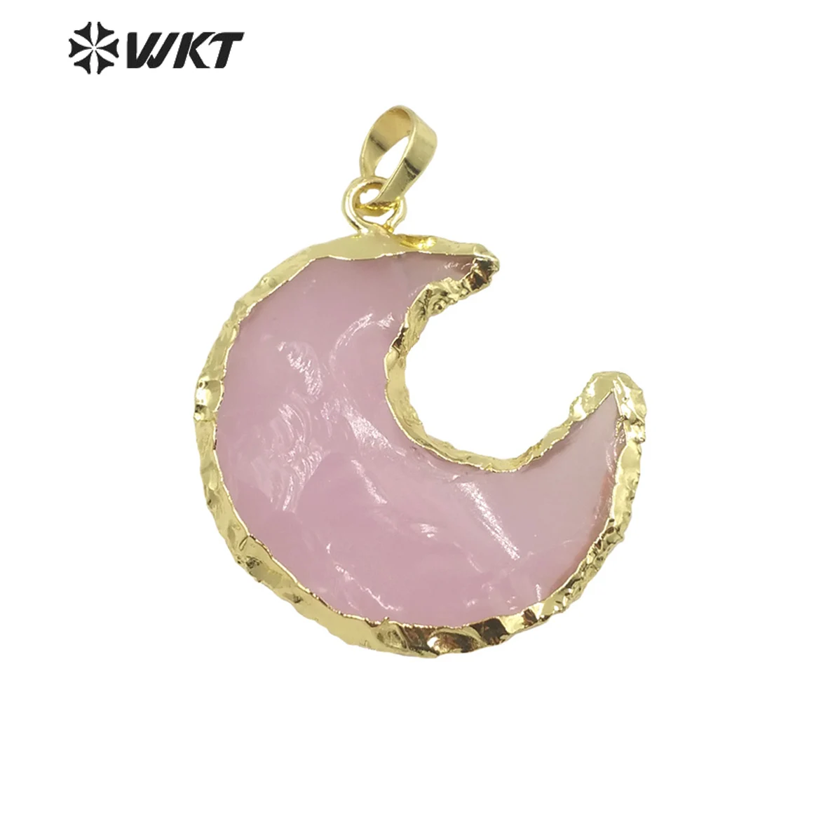 

WT-P1725 2023 Fashion Pink Opal Pendant Natural Fashion Jewelry So Cute Moon Design Luxury Stone Fine As Gift