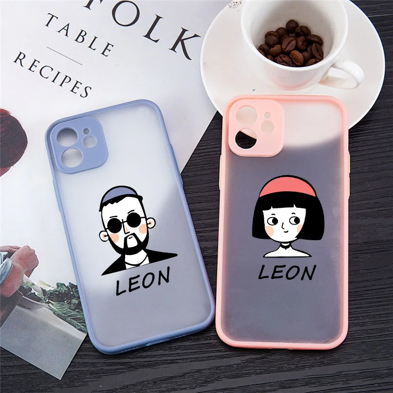 Cartoon Killer Leon Uncle Girl Couple Phone Case For iPhone 12 13 Pro MAX 11 XS X XR SE 20 7 8 6Plus Hard Matte Cover Fundas