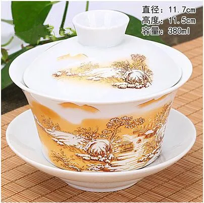Chinese handgeschilderde Kungfu theeservies, terrine Dehua, wit porselein, Gaiwan, pannenset voor op reis, snelle kop, hoge kwaliteit