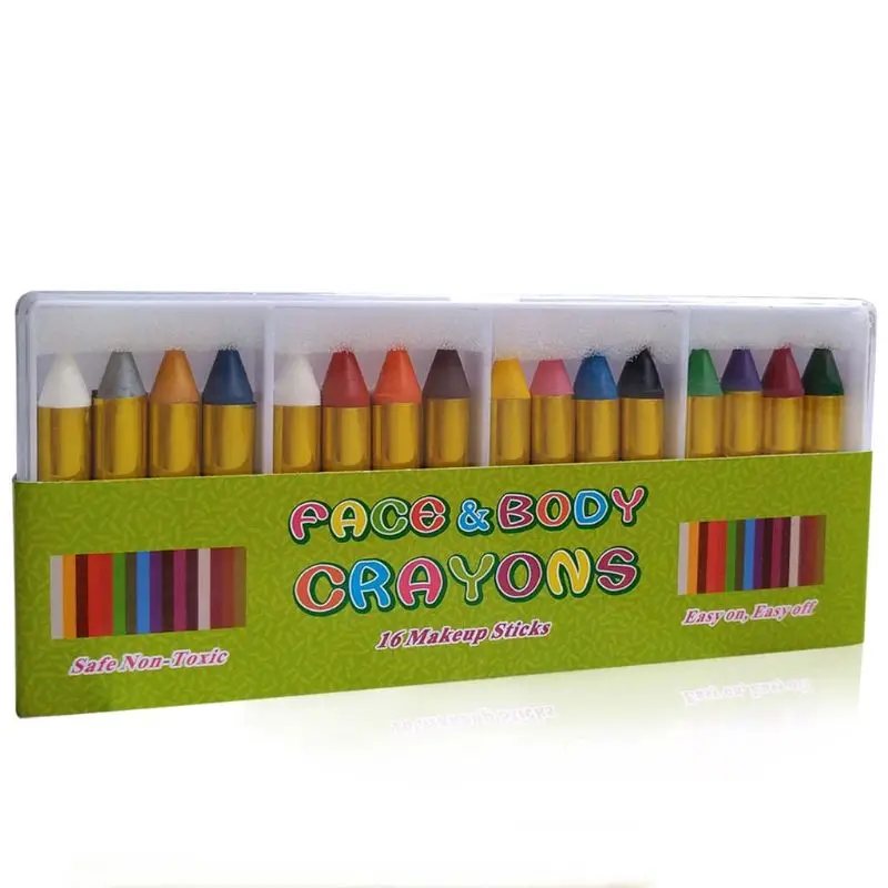 Crayones de cara pintados para niños, accesorio de pintura para cara y cuerpo, maquillaje para fiesta de disfraces de Halloween, Cosplay, 16 colores