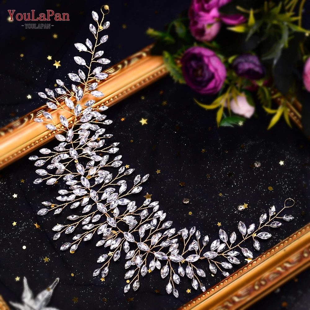 YouLaPan Bride Hair Vine Wedding Tiara Headband Full Rhinestone Crystal Bridal Headdress Wedding Headpieces Women Jewelry HP237