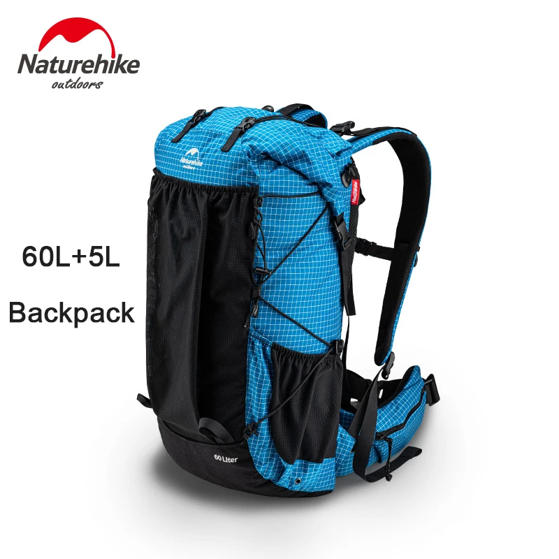 

Naturehike New Rock Backpack 60+5L High-capacity Travel Storage Bag 1.16kg Ultralight Hiking Sport Ruckpack With Rainproof Cover