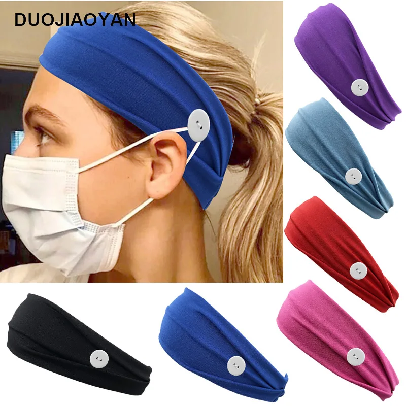 Fashionable soft elastic headband button headband face mask holder wear a mask to protect your ears adult and children headwear