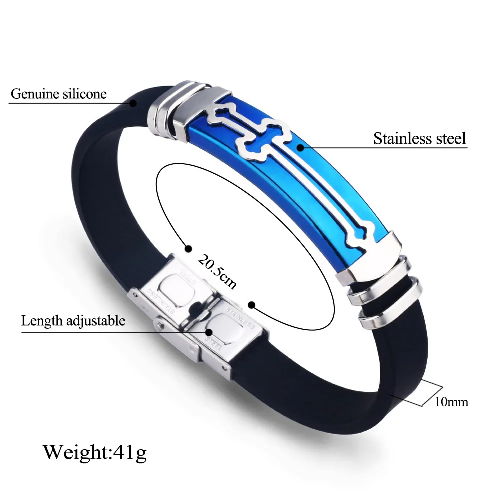 2024 Trend Charm Jewelry Titanium Steel Bracelets Bangles Cuff Bracelet Men Vintage Stainless Steel Cross Silicone Bracelet