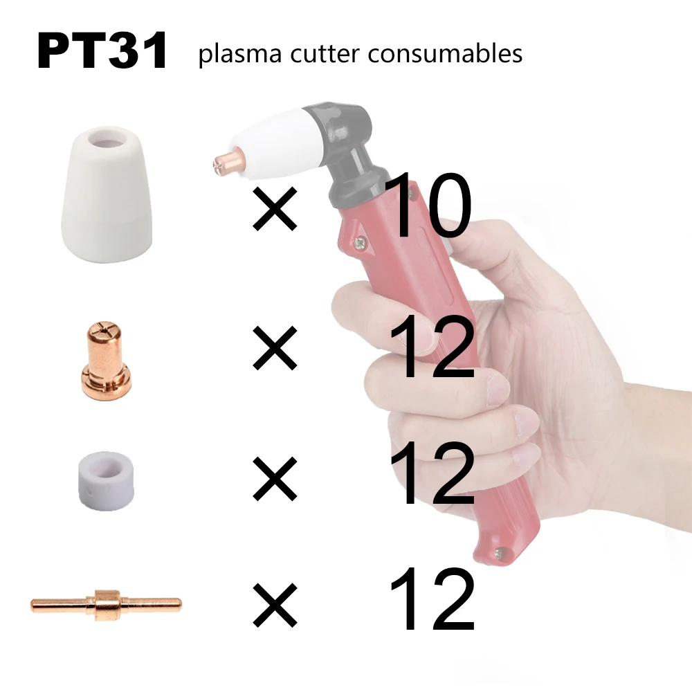 46pcs Plasma Cutter Consumables PT31 Plasma Torch LG40 Long Nozzle Cup Tip Electrode