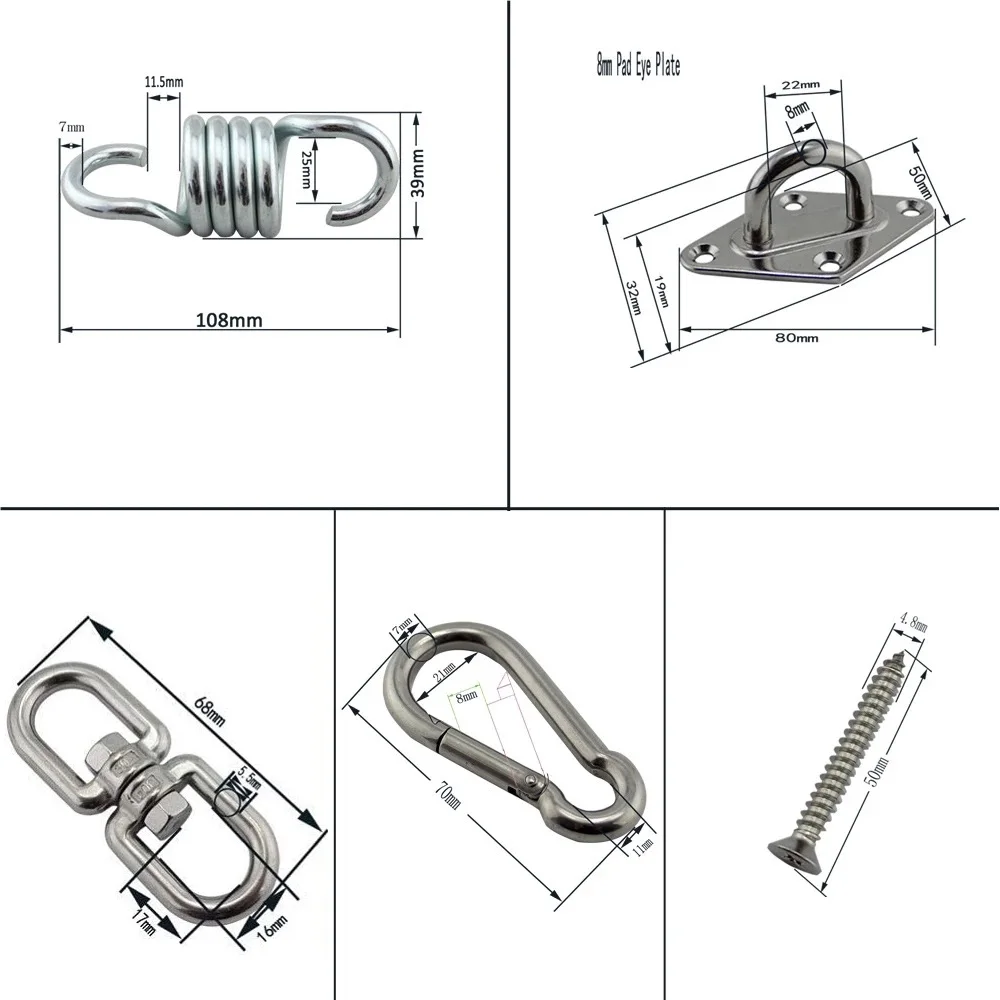 Hammock Hanging Kit Swivel Hook  Stainless Steel  Heavy Duty Perfect For Hammocks Chairs Furniture Swings Indoor Outdoor