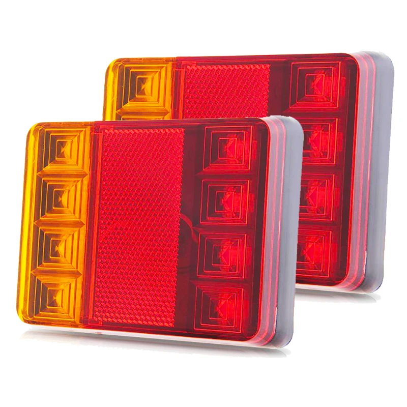2Pcs 12V Car LED Tail Light Rear Lamps 8Led Pair Boat Trailer Rear Parts for Trailer Truck Car Lighting Waterproof IP65