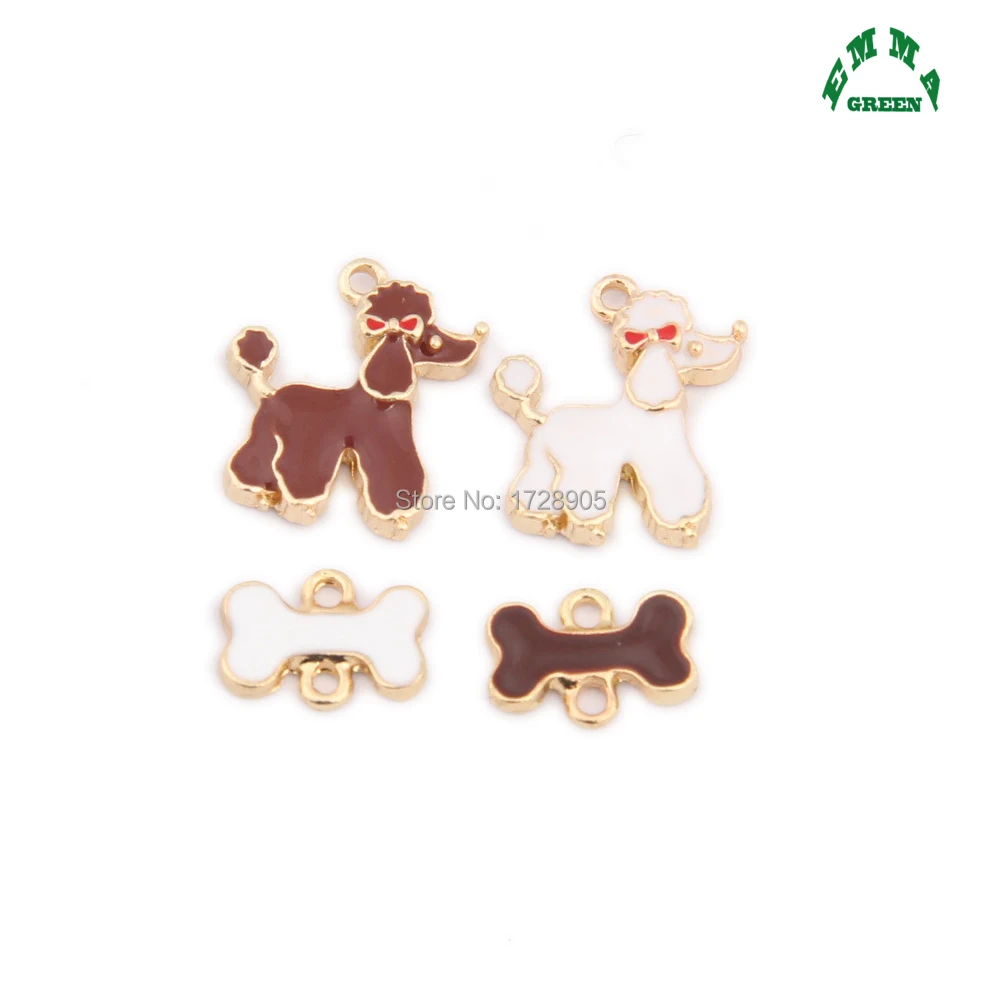 Poodle Charms for Jewelry making Cartoon Charms Enamel Charms 10pcs 16mm Bone Connector Charm Pendants for diy Metal Charms