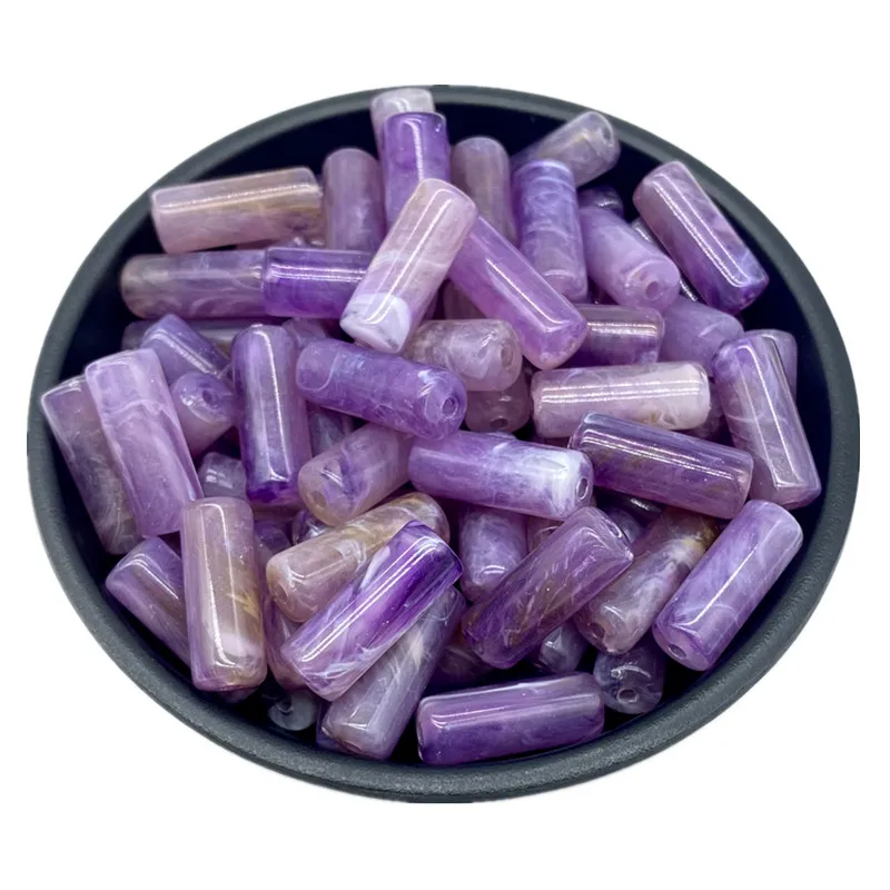 20pcs 8x20mm Imitation Stone Cylinder Shape Acrylic Beads Loose  Spacer  For Jewelry Making Pendant Accessories DIY