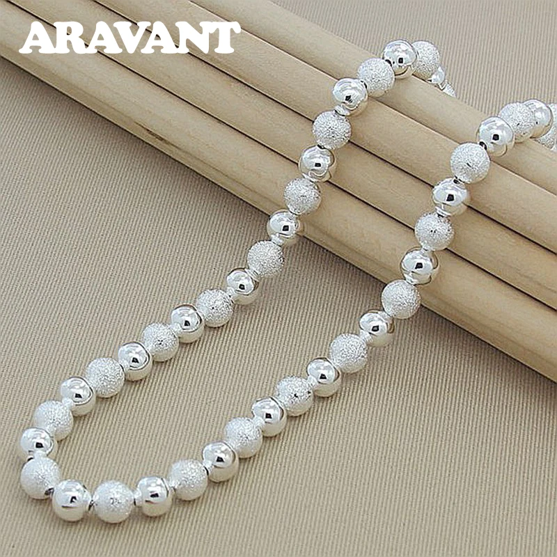 

925 Silver Bead Necklaces For Women Fashion Silver Jewelry