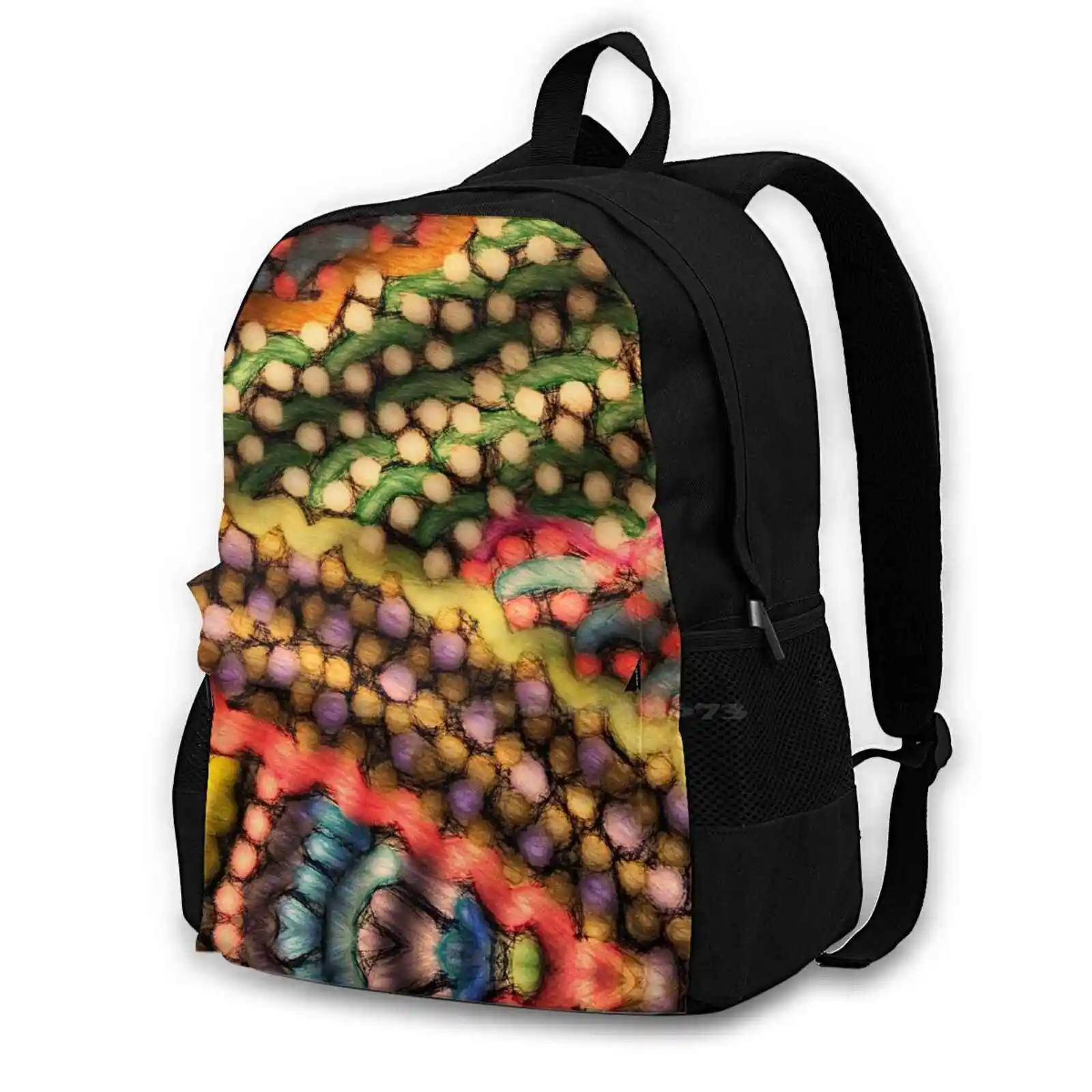 Dot Matrix Fashion Travel Laptop School Backpack Bag Abstract Experimentalism Dot Matrix Multi Colored Dots Wavy Lines