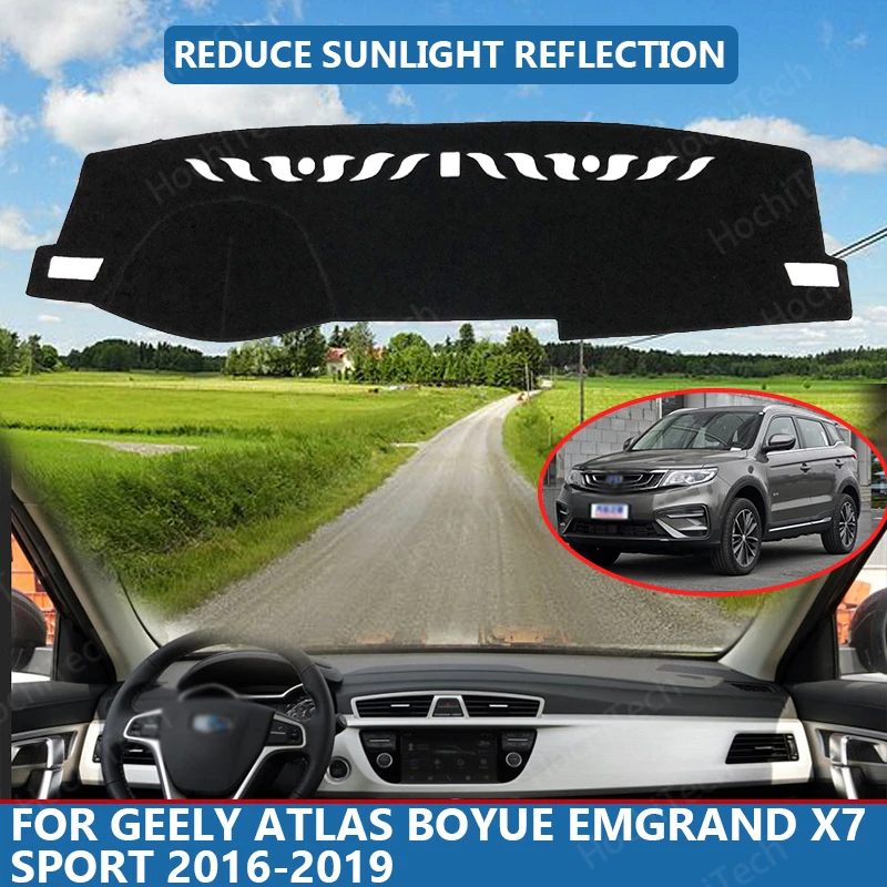 

Anti-Slip Anti-UV Mat Dashboard Cover Pad Dashmat Protect Carpet for Geely Atlas Boyue Emgrand X7 Sport 2016-2019 Accessories