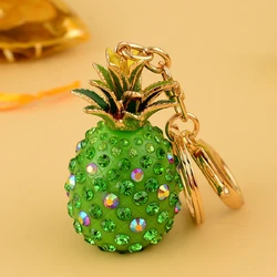 Colorful Stone Pineapple Car Keychain Men Shining Fruit Key Chain Gold Color Chains Circle Key Ring Female Fashion Jewelry Gifts