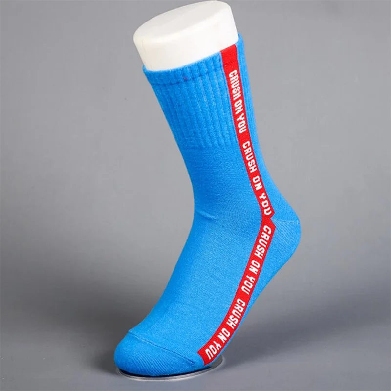 Fashion Socks Women Fluorescence Colour Sock Female Tide Street Section Korean Socks Stripe Letter Sports Socks 3 Pair/Box