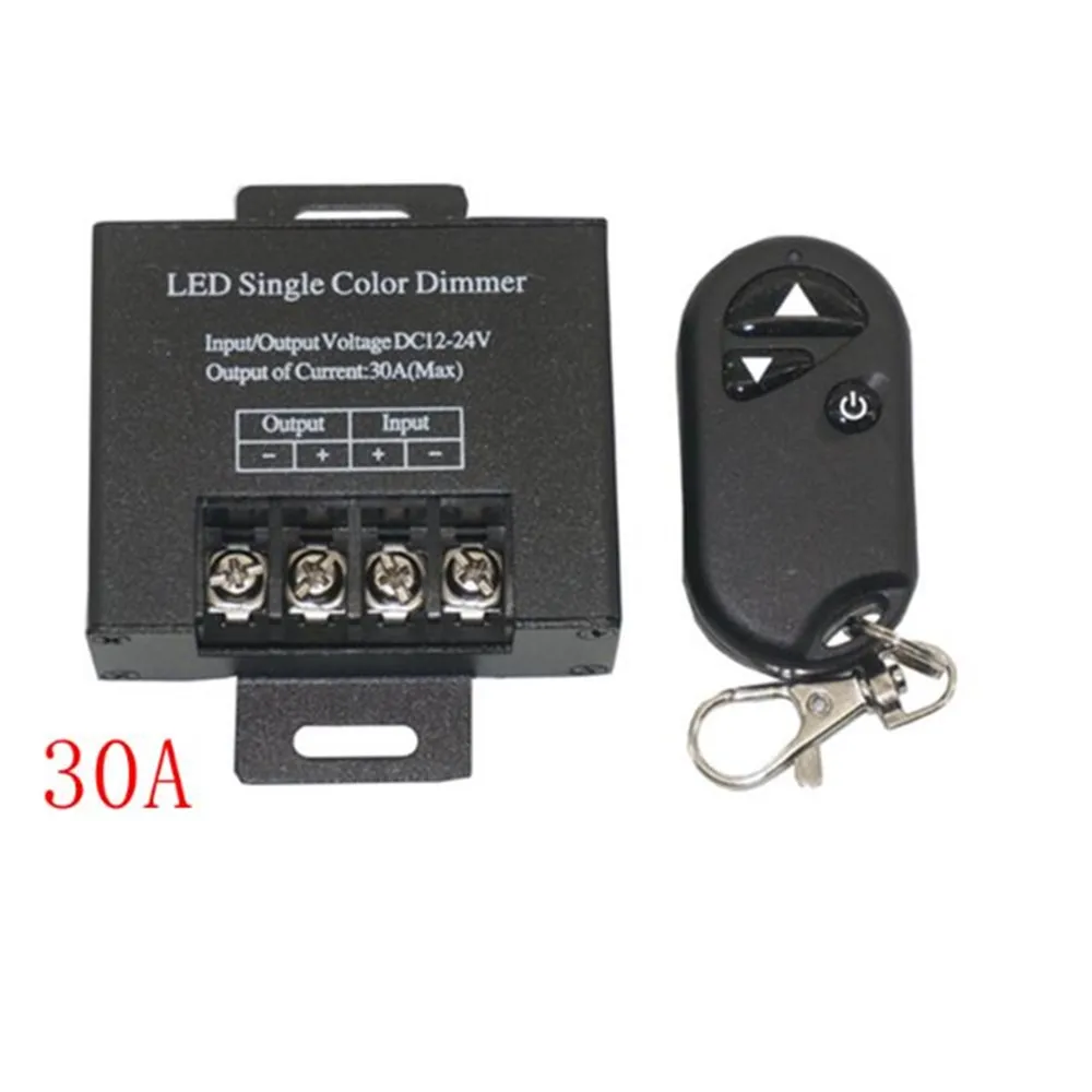 DC12-24V 30A Single Channel LED Dimmer Controller with 3Key Wirelss RF Remote Control for Single Color 5050 3528 LED Strip