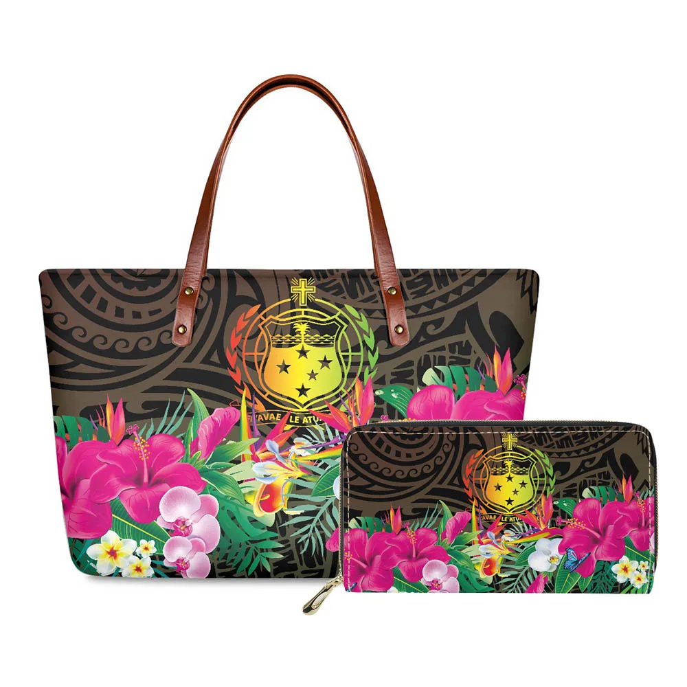 

Hycool Samoan Shield Hawaii Flower Print Luxury Bag Women Casual Luxury Big Female Bag Card Phone Storage Big Bags For Women