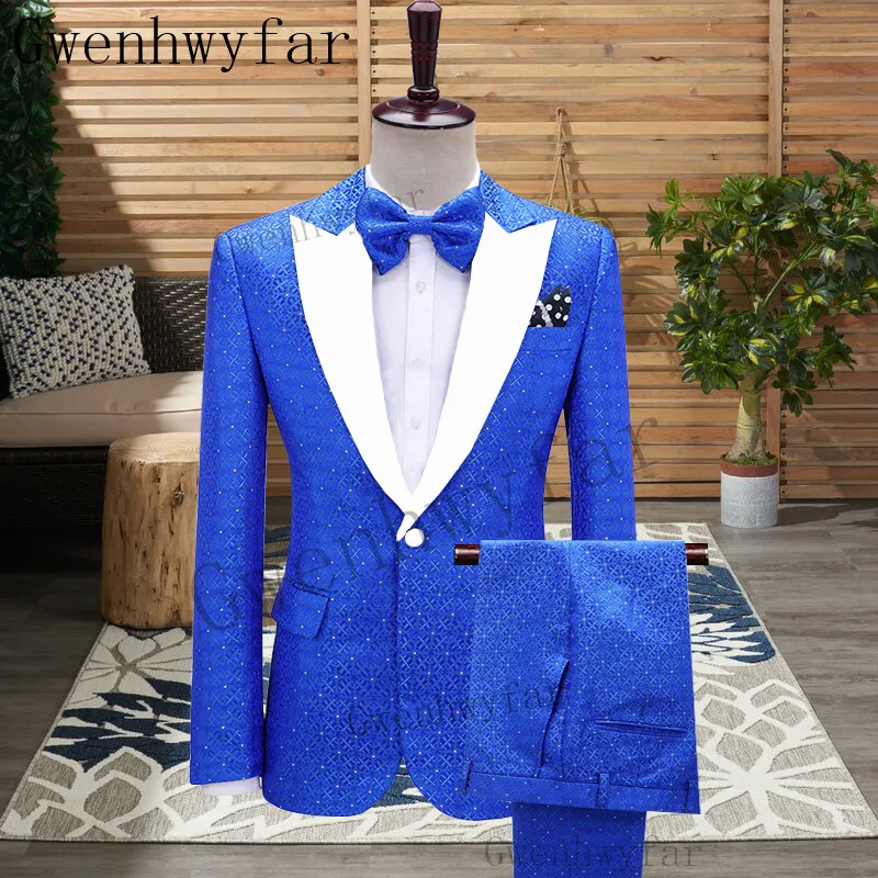 Gwenhwyfar Latest Coat Pant Designs Single Breasted Men Suit Slim Fit 2 Piece Formal Tuxedo Custom Groom Prom Blazer