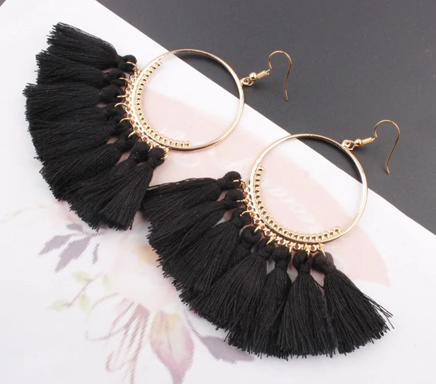 2020 3 Layered Bohemian Fransen Luxus Erklärung Quaste Ohrringe 2020 Boho Mode Schmuck Frauen Lange Tropfen Baumeln Ohrringe – Detail 18