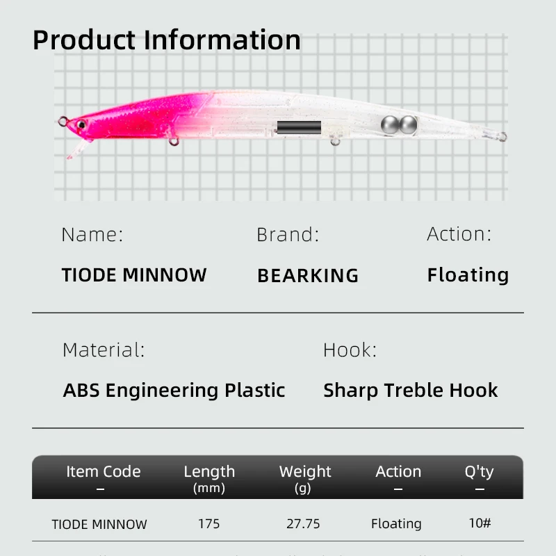 Bearking PRO 175 مللي متر 27.7 جرام جودة الصيد السحر الطعم الثابت العائمة جودة ضئيلة المتذبذب أسماك الطعم الاصطناعي معالجة #3