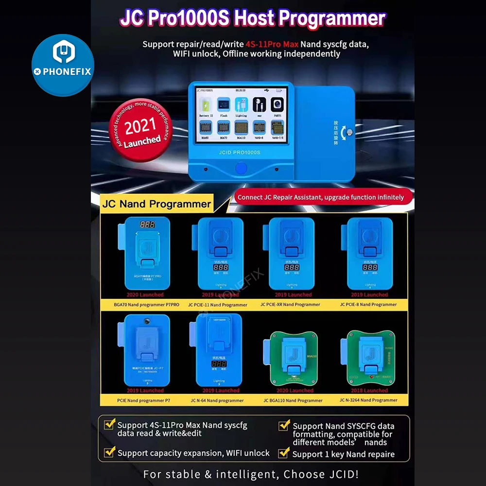 

JC V1S PRO NAND Programmer For iPhone & iPad Serial Number Underlying Data Read Write Error Repair NAND Flash Memory Upgrade