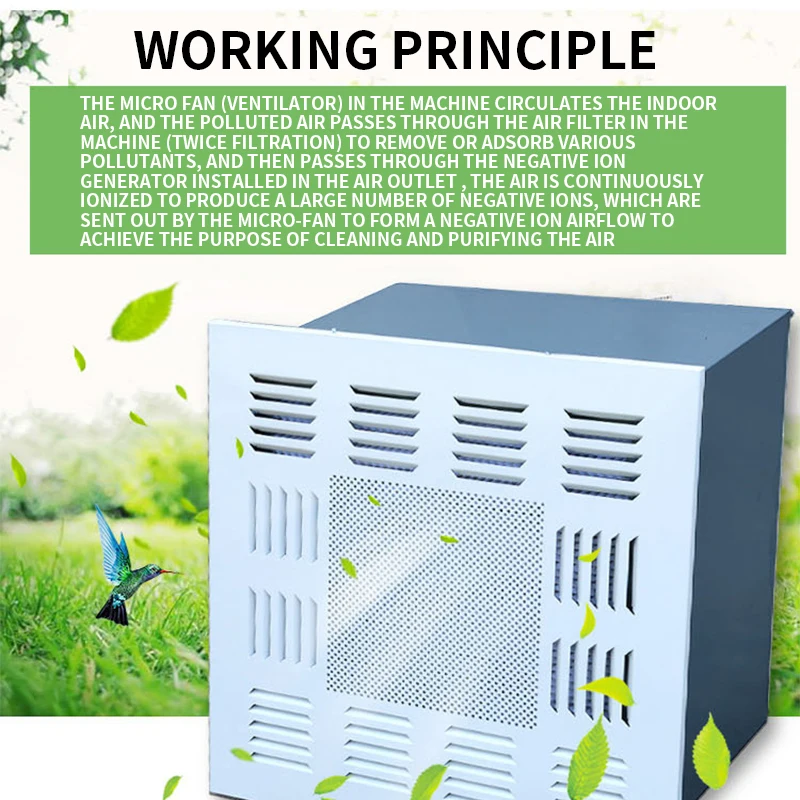 Purificador de ar, tipo purificador de ar, equipamento esterilizado para purificação do teto, de oficinas