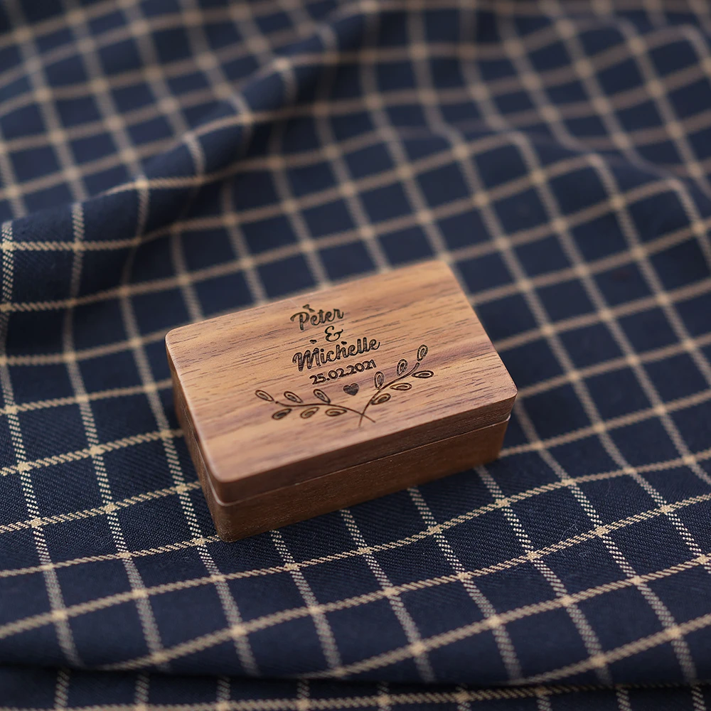 Personalized Mens Shirt Cufflinks Box Customized Cufflink Wedding Gifts for Groom Engraved LOGO Wood tie Clips Engraving