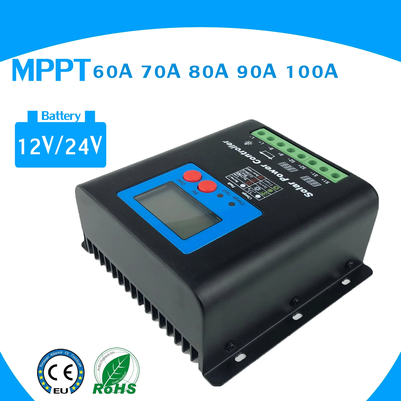 

60A 70A 80A 90A 100A MPPT Solar Charge Controller Cell Battery Regulador Solar Mppt Solar Charge Controller LCD Screen Display