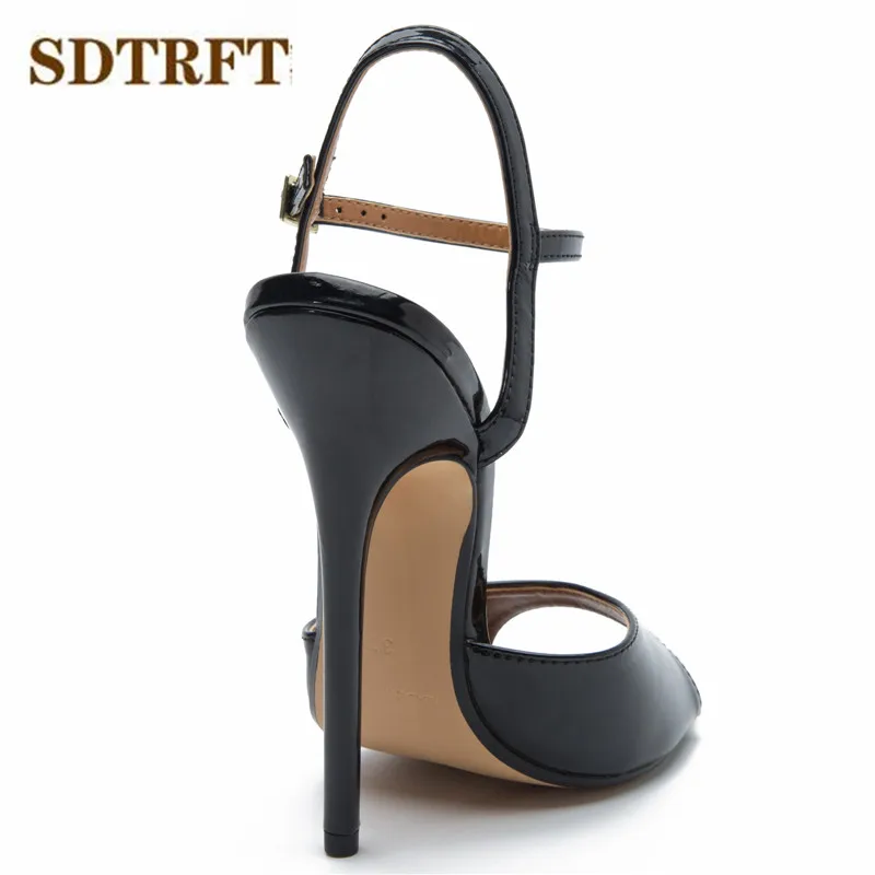 SDTRFT Stiletto Ladies Party COS Sandals Ankle Strap Shoes Woman 15cm Thin High Heels Zapatos Mujer Peep Toe Narrow Band Pumps