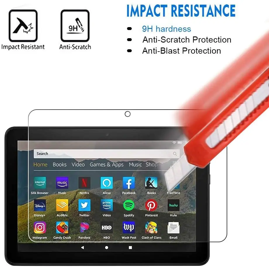 Tablet Tempered Glass Screen Protector Cover for Amazon fire HD 8 10th Gen 2020 Tablet HD Eye Protection Tempered Film