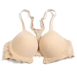 Reggiseno da donna Sexy chiusura frontale sottile 1/2 tazza Push Up forza Y cinghie pizzo ferretto EU US CA UK 30 32 34 36 38 40 42 44 A B C D E