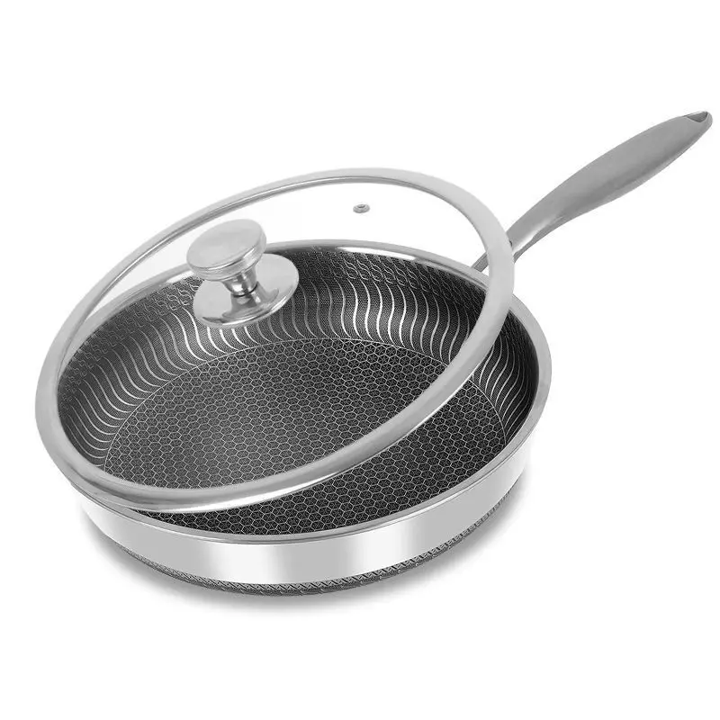 

Stainless Steel Flat-bottomed Non-stick Steak Pancake Pan with Less Oil Pan Cooking Pan Wok Pots for Cooking Pancake Pan Grill