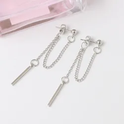 Korean Fashion Tassel Earrings Silver Color Metal Thread Pendants Dangle Earrings for Women Girls Trendy Ear Decoration