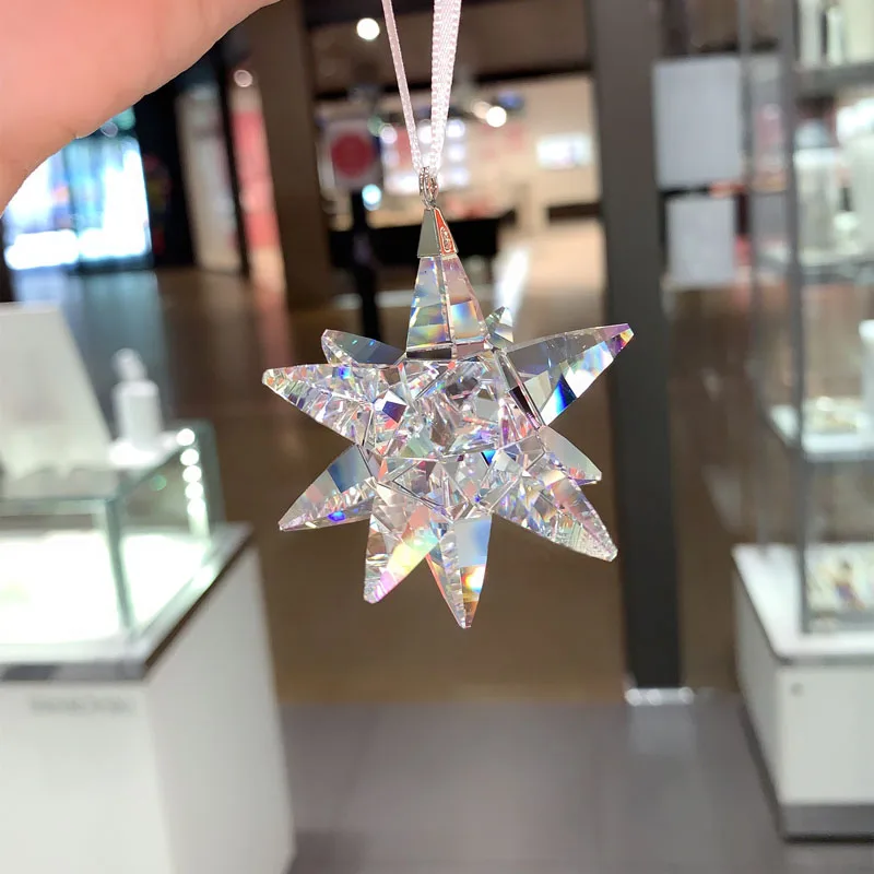 Small Pendant Austrian Crystal Star car Decoration Ornaments Sun Catcher Hanging Trim Christmas Tree Gifts craft two size