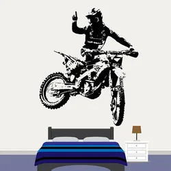 Motocross Motorbike Vinyl Wall Art Stickers Dirt Bike Window Decal Cool Style Boys Bedroom Club Man Cave Home Decoration E388