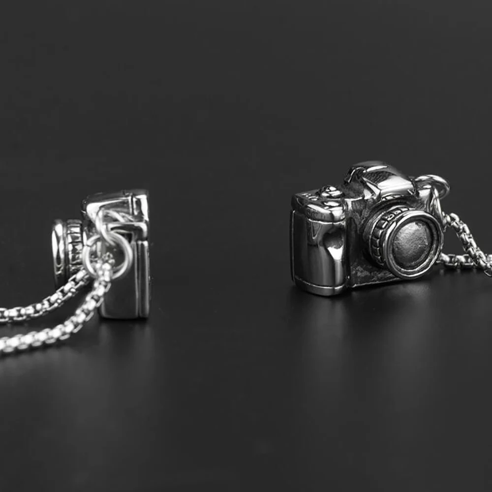 Stainless Steel Men\'s SLR Camera Hip Hop Men\'s Punk Rock Pendant Necklace Jewelry Gift For Children